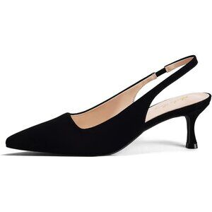🆕Women Black Trendy Closed Toe Sling Back Kitten Heels Low Dressy Pumps